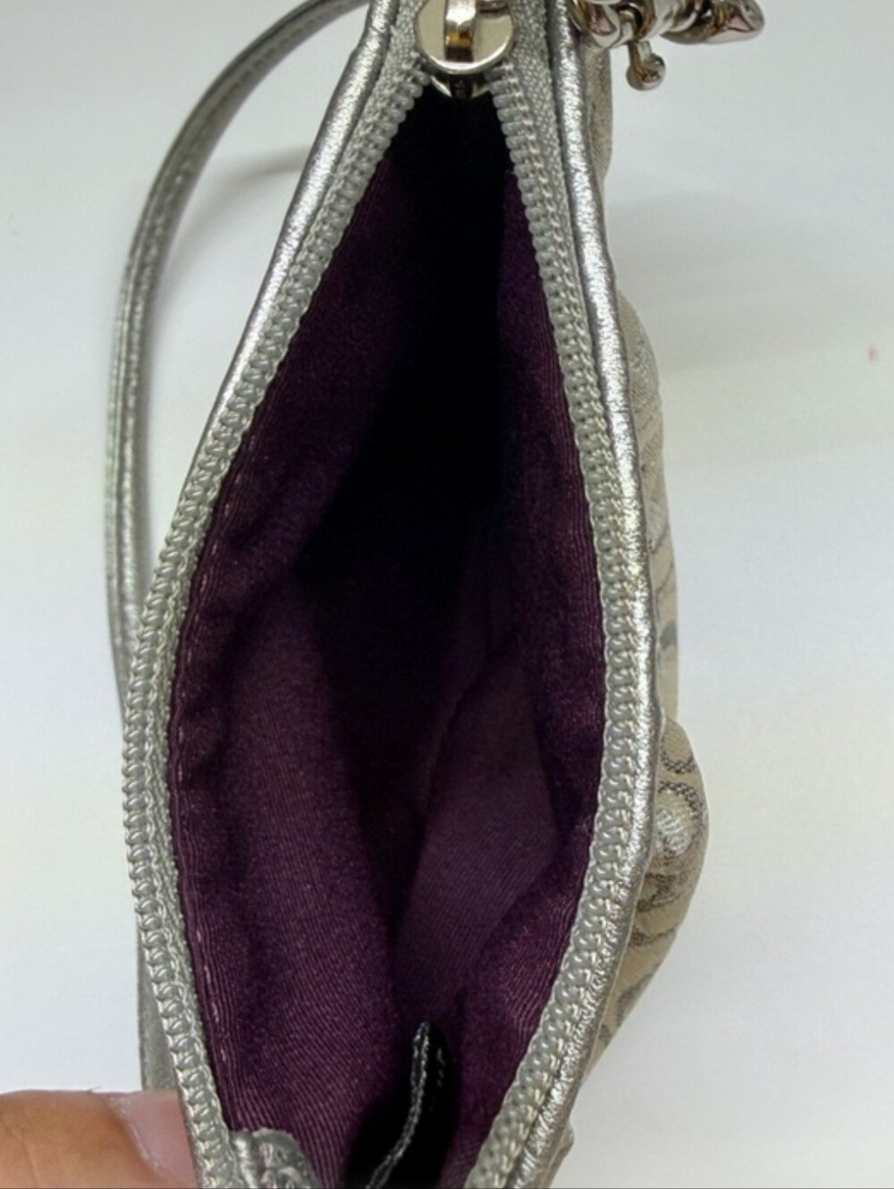 Coach Metallic Silver Signature Wristlet - Picture 8 of 8